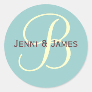 Custom Monogram B Wedding Favour & Envelope Sticke Classic Round Sticker