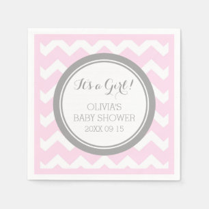 Custom Monogram Baby Shower Pink Grey Napkin