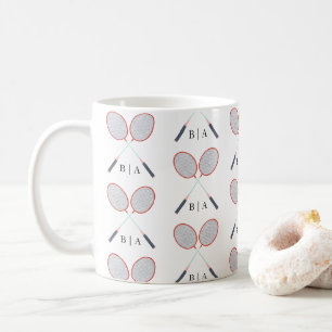 Custom Monogram Badminton Coffee Mug