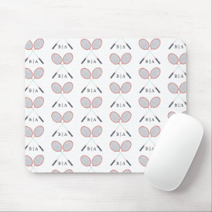 Custom Monogram Badminton Pattern Mouse Pad