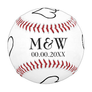 Custom monogram baseball for sports theme wedding