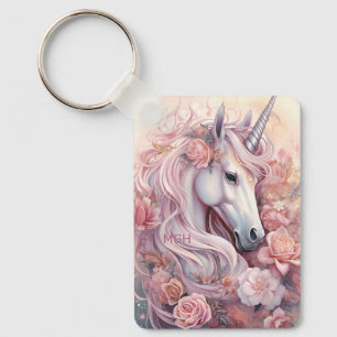 Custom Monogram Beautiful Unicorn Key Ring