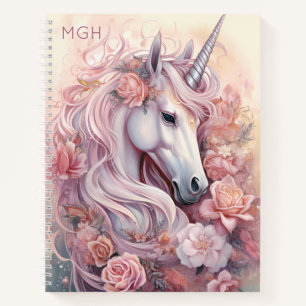 Custom Monogram Beautiful Unicorn Notebook