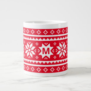 Custom monogram big large giant Christmas Coffee Mug