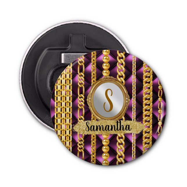 Custom Monogram Birthday Gift Wife, Bride, Friend Bottle Opener (Front)