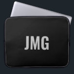 Custom Monogram Black and Silver Laptop Sleeve<br><div class="desc">You can personalise the silver monogram that's in the centre of this black laptop sleeve.</div>