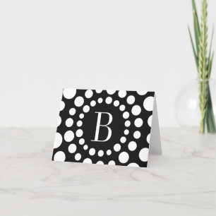 Custom Monogram Black Blank Note Card