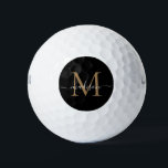 Custom Monogram Black Gold Elegant Script Name Golf Balls<br><div class="desc">Custom Monogram Black Gold Elegant Script Name Personalised Golf Balls</div>