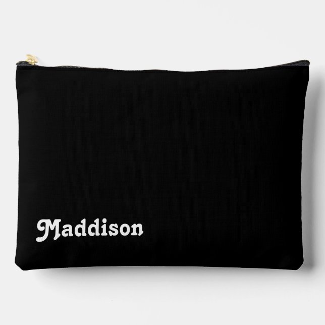 Custom monogram, black retro typography  accessory pouch (Front)