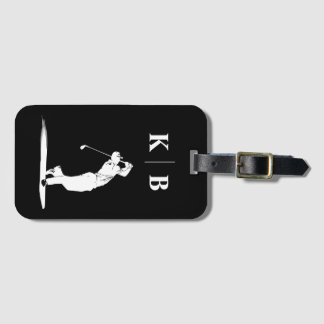 Custom Monogram Black White Personalised Golf Luggage Tag