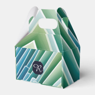 Custom Monogram Blue Green Abstract Favour Boxes