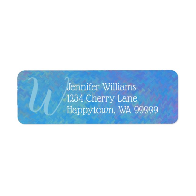 Custom Monogram Blue  Marbled Art Return Address (Front)