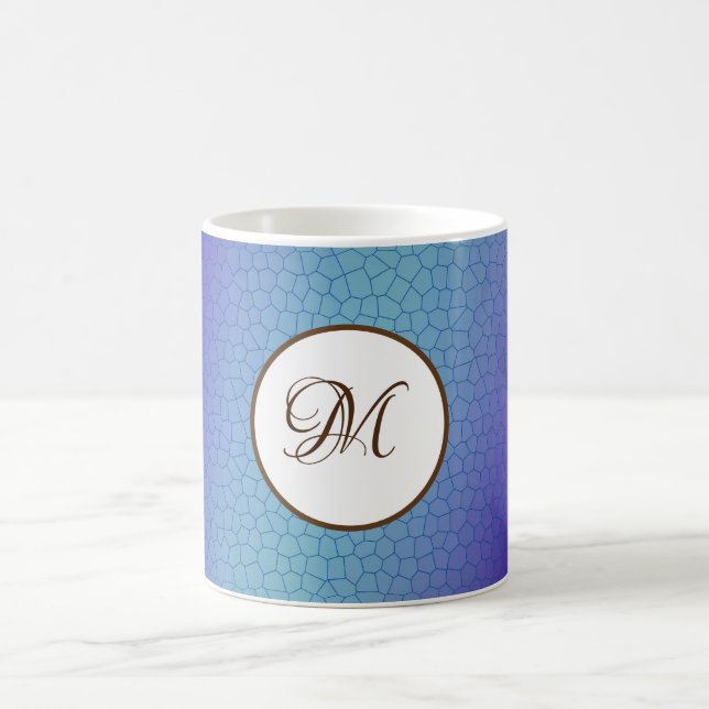 Custom Monogram Blue Purple mug (Center)