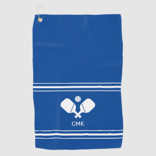 Custom Monogram Blue White Pickleball Sweat Towel