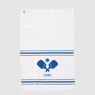 Custom Monogram Blue White Pickleball Sweat Towel