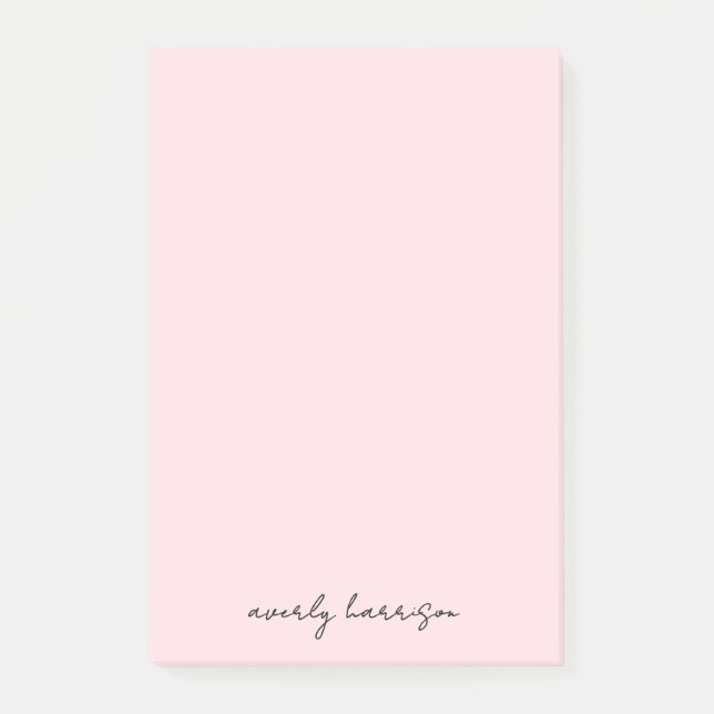 Custom Monogram Blush Pink Chic Minimalist  Post-it Notes (Front)