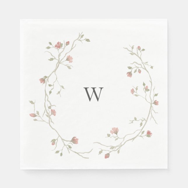 Custom Monogram Bohemian Wedding Napkin (Front)