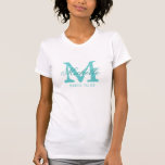Custom monogram bride to be t shirt | turquoise<br><div class="desc">Personalised monogram bride to be t shirts | turquoise blue and white colours. Monogrammed tees with custom name in elegant script text. Personalise for bride,  bridesmaids,  flower girl,  maid of honour,  matron of honour,  mother of the bride etc. Cute idea for wedding party,  bridal shower and bachelorette party.</div>