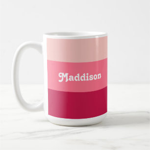 Custom monogram, bright pink retro typography coffee mug