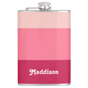 Custom monogram, bright pink retro typography  hip flask