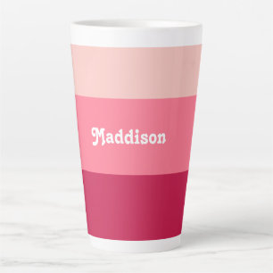 Custom monogram, bright pink retro typography  latte mug