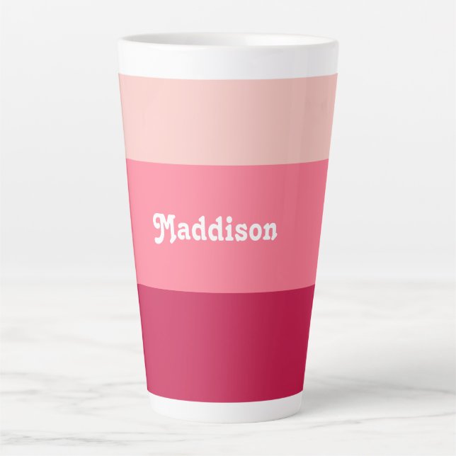 Custom monogram, bright pink retro typography  latte mug (Front)