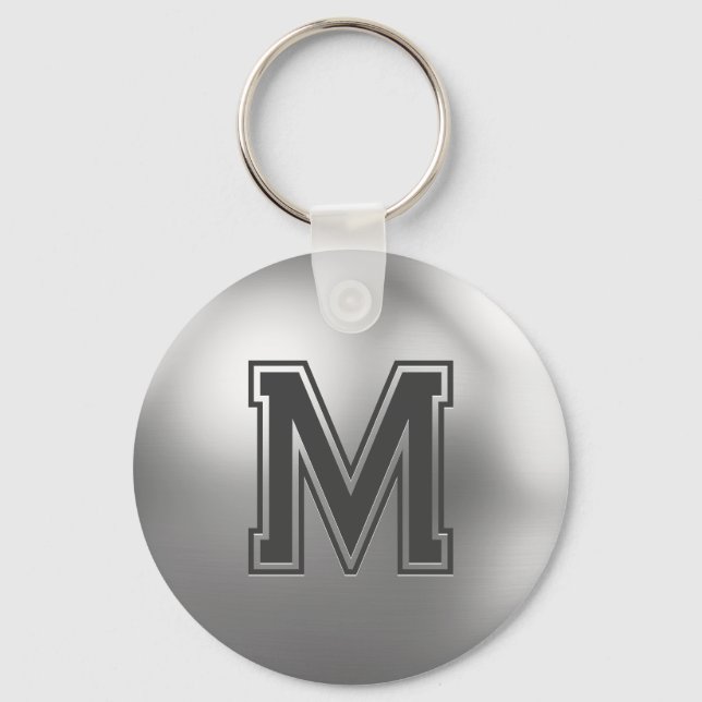 Custom Monogram Brushed Metal Cool Key Ring (Front)