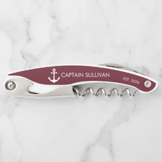 Custom Monogram Burgundy Crimson Captain Corkscrew