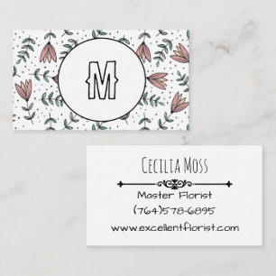 CUSTOM Monogram Business Card wildflowers