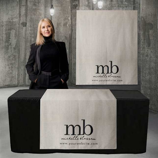 Custom Monogram Business Table Runner Banner Linen Tapestry (Custom Monogram Business Table Runner Banner Linen Tapestry)