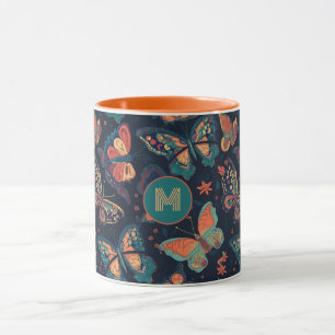 Custom Monogram Butterfly Pattern Mug
