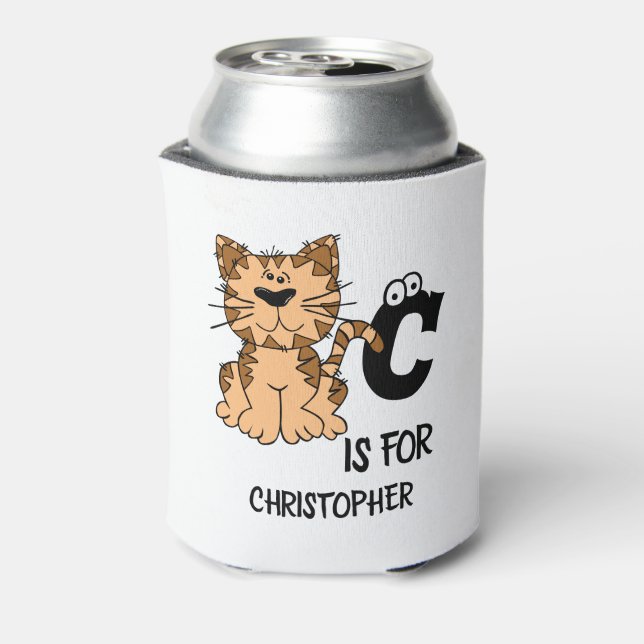 Custom monogram C is for Cats cute kitty kitten Can Cooler (Can Back)