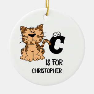 Custom monogram C is for Cats cute kitty kitten Ceramic Tree Decoration
