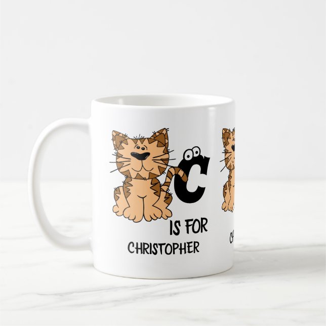 Custom monogram C is for Cats cute kitty kitten Coffee Mug (Left)