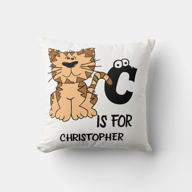 Custom monogram C is for Cats cute kitty kitten Cushion (Front)