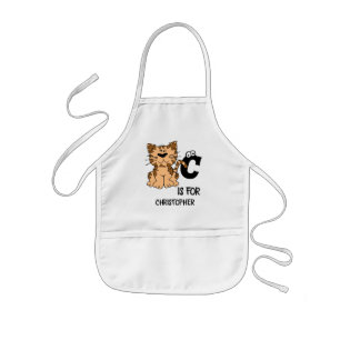 Custom monogram C is for Cats cute kitty kitten Kids Apron