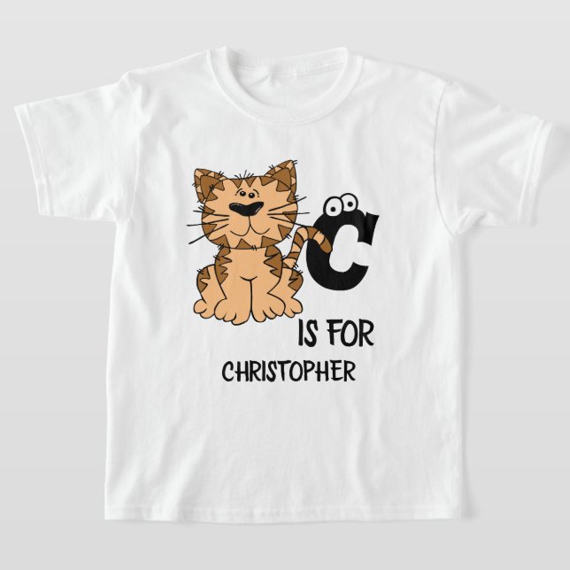 Custom monogram C is for Cats cute kitty kitten T-Shirt (Laydown)
