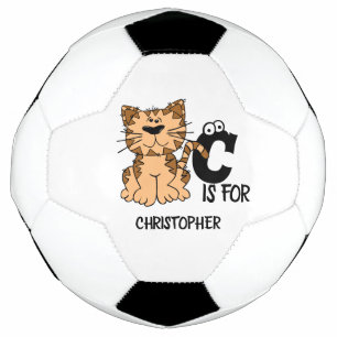 Custom monogram C is for Cats cute kitty kitten T- Soccer Ball