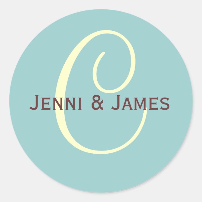 Custom Monogram C Wedding Favour & Envelope Sticke Classic Round Sticker (Front)