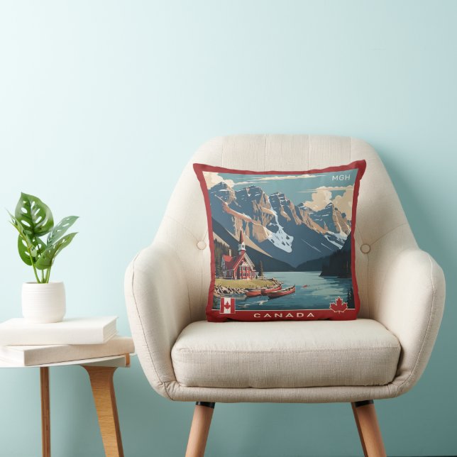 Custom Monogram Canada Travel Poster Cushion (Chair)