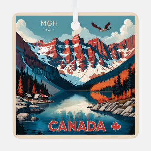 Custom Monogram Canada Travel Poster Metal Tree Decoration