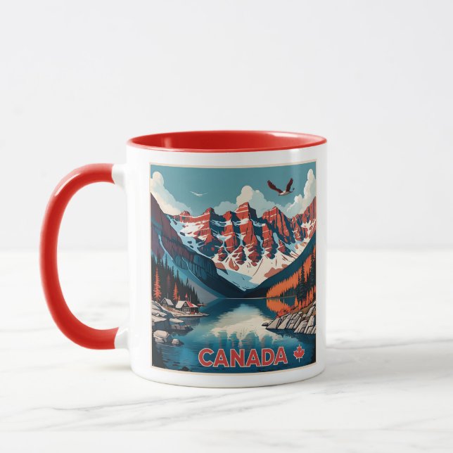 Custom Monogram Canada Travel Poster Mug (Left)