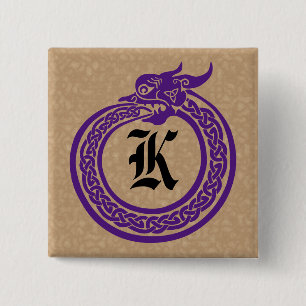 Custom Monogram Celtic Style Ouroboros 15 Cm Square Badge