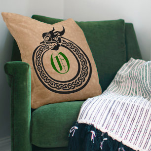 Custom Monogram Celtic Style Ouroboros Cushion