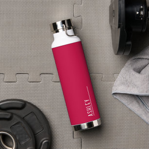 Custom monogram, cherry pink modern water bottle