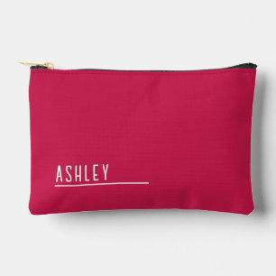 Custom monogram, cherry pink new line accessory pouch