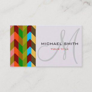 Custom Monogram Chevron Zigzag Pattern 9 Business Card