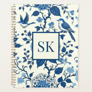 Custom Monogram Chinoiserie Blue and White Planner