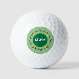 Custom Monogram Christmas Lights Golf Ball