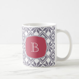 Custom Monogram Christmas Nordic Snowflake Pattern Coffee Mug